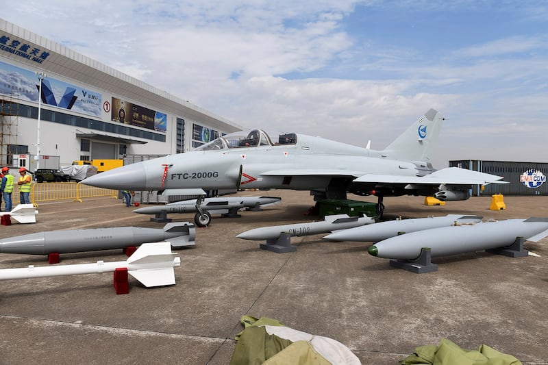 China's FTC-2000G combat aircraft is on display ahead of the China International Aviation and Aerospace Exhibition in Zhuhai, Guangdong province, China, Nov, 1, 2018. (Reuters)