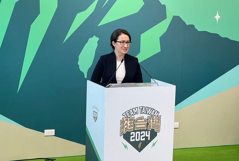 台湾驻美代表萧美琴20日在民进党记者会宣布担任赖清德副手,投入2024大选。(记者李宗翰摄)