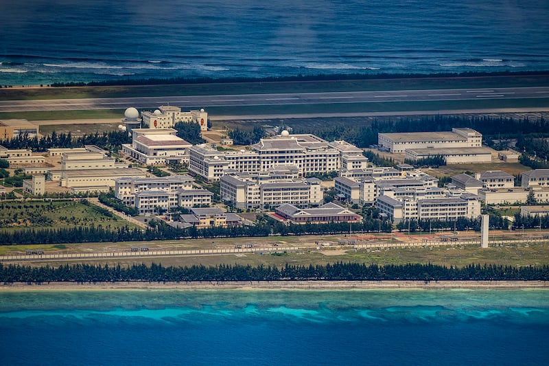 China has built an airfield, buildings and other structures on the Spratly Islands’ Fiery Cross Reef in the South China Sea, Oct. 25, 2022.