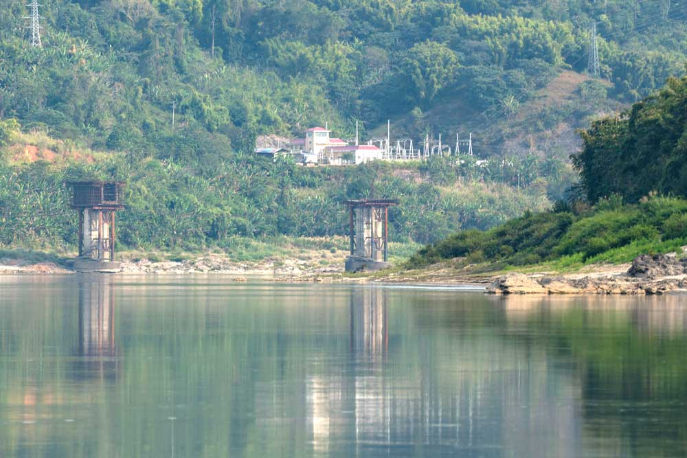 Just a few pillars and a mostly quiet site office are all that has been built for the Myitsone Dam. Photo: RFA